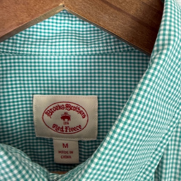 Brooks Brothers Red Fleece Mint Green Micro Gingham Button Down Shirt Men MEDIUM - Picture 4 of 9